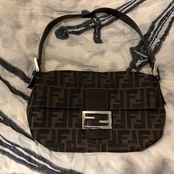 Fendi Dark Brown Shoulder Bag with Silver Accent - Picture 1 of 4